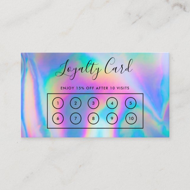 Faux Holographic Custom Loyalty Card (Front)