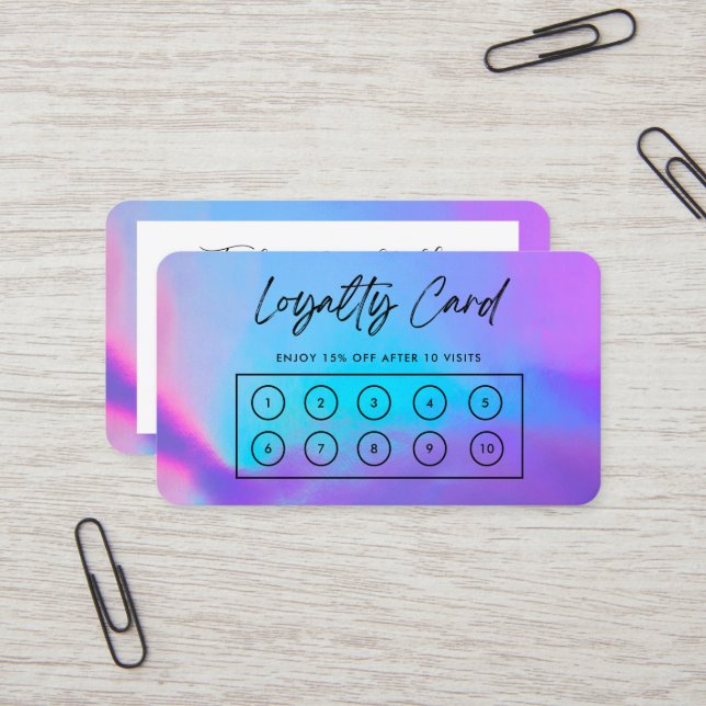 Faux Holographic Custom Loyalty Card (Front/Back In Situ)