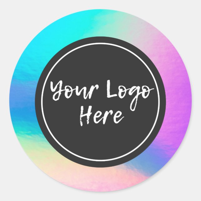 Faux Holographic Custom Trendy Classic Round Stick Sticker (Front)