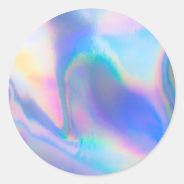 Faux Holographic Custom Trendy Classic Round Sticker (Front)