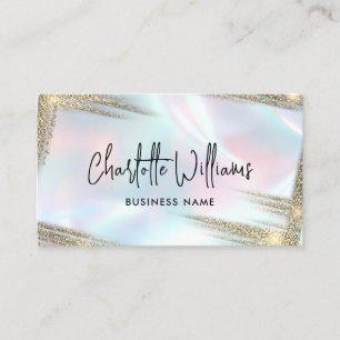 Faux Holographic Elegant Pastel Opal Gold Business Card