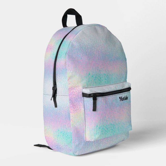 faux holographic glass effect printed backpack (Back Corner Left)
