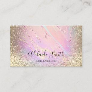 FAUX holographic glitter fluid marble Business Card