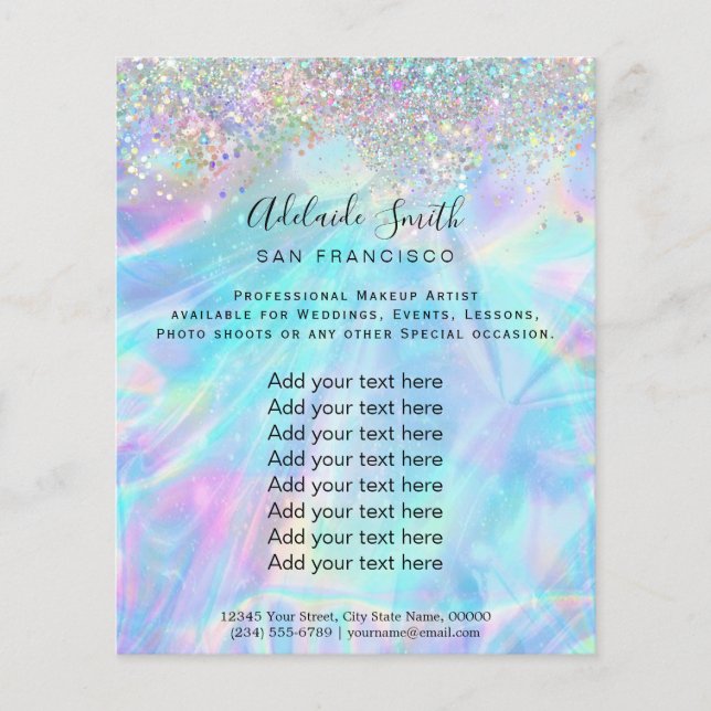 FAUX holographic iridescent and faux glitter Flyer (Front)