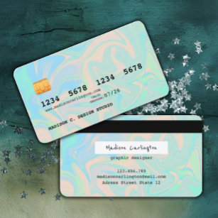 Faux Holographic iridescent credit card style