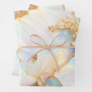 Faux Holographic Iridescent Opal Crystal Fantasy Wrapping Paper Sheet