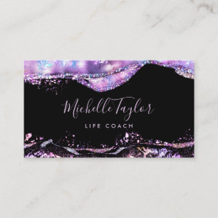 faux holographic iridescent opal stone elegant bus business card