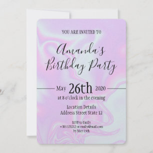 Faux holographic iridescent unicorn skin texture invitation
