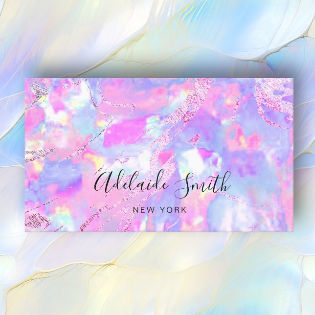 FAUX holographic opal pink purple Business Card (Creator Uploaded)