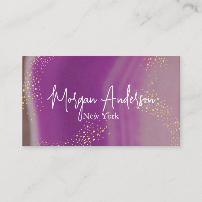 Faux holographic opal stone Personalised  Business Card (Front)