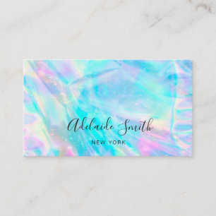 FAUX holographic pastel background Business Card