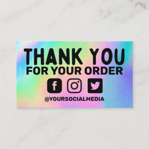 Faux Holographic Rainbow Business Thank You Custom Card