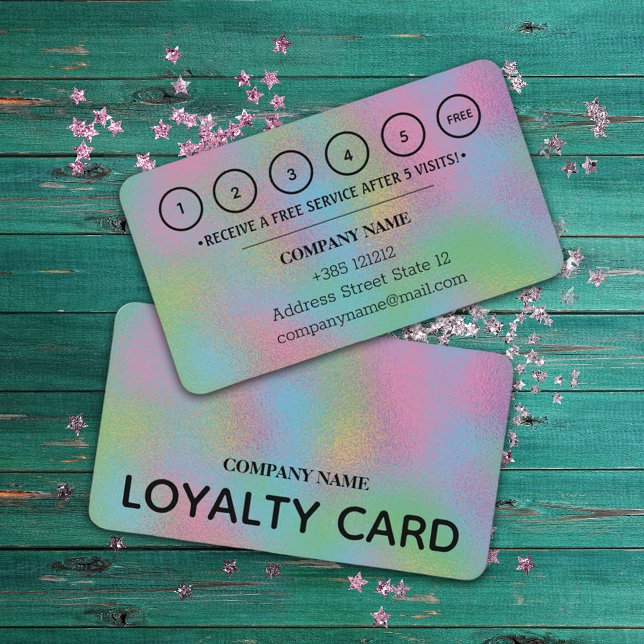 Faux Holographic Ripple Glass Texture Loyalty Card (Creator Uploaded)