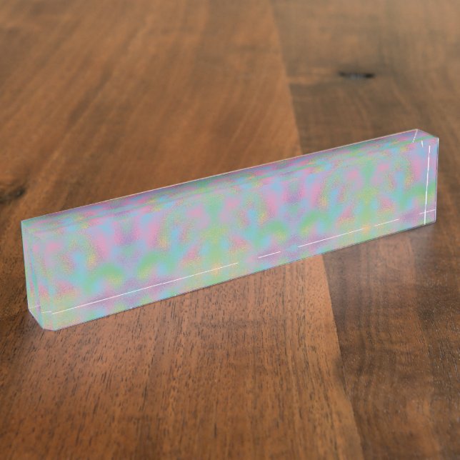 Faux Holographic Ripple Glass Texture Nameplate (Side)