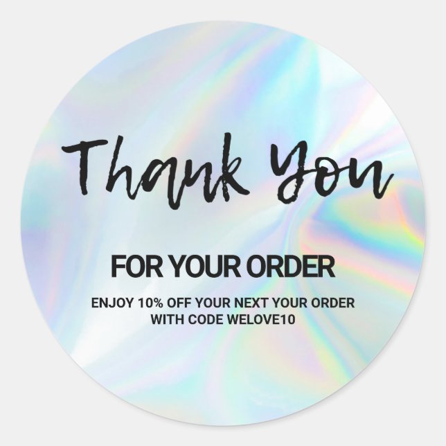 Faux Holographic Small Business Discount Classic Round Sticker (Front)
