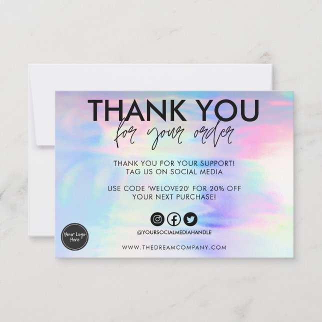 Faux Holographic Thank you Card Media Insert (Front)