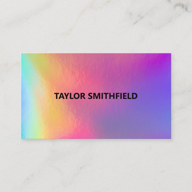 Faux Holographic Trendy Business Card (Front)