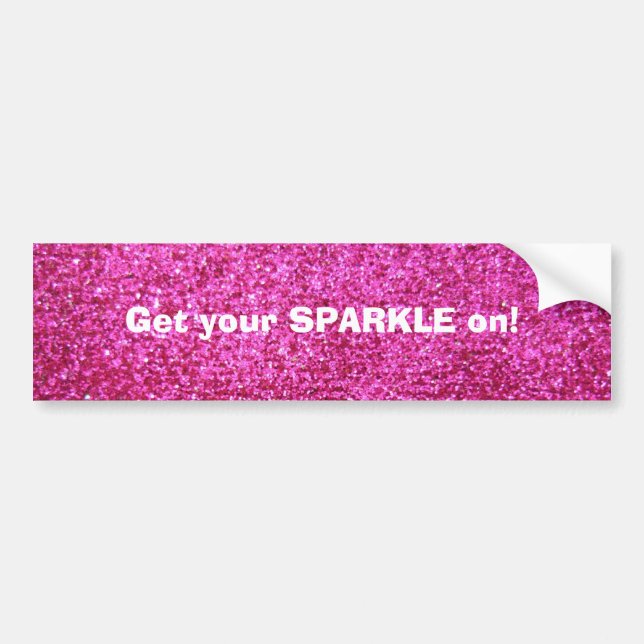 Faux Hot Pink Glitter Bumper Sticker (Front)