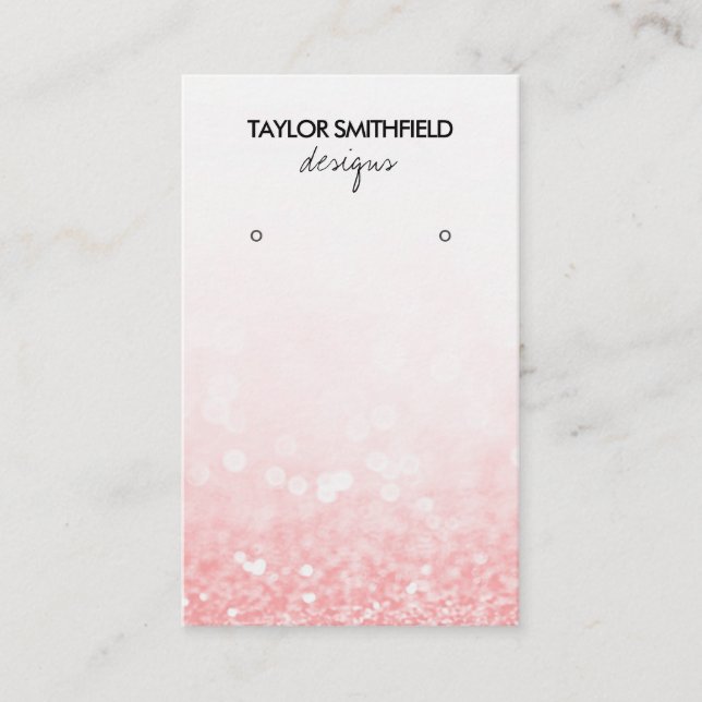 Faux Hot Pink Glitter Earring Display Business Card (Front)