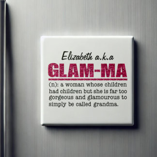 Faux Hot Pink Glitter Glam-Ma Magnet
