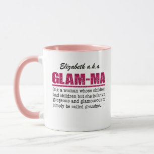 Faux Hot Pink Glitter Glam-Ma Mug