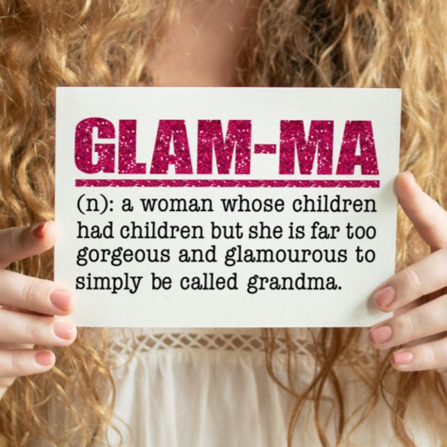 Faux Hot Pink Glitter Glam-Ma Postcard (Creator Uploaded)
