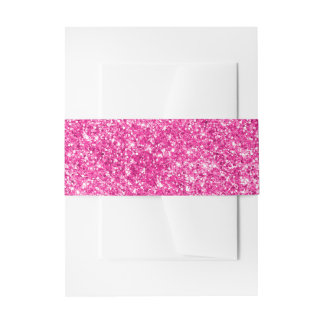 Faux Hot Pink Glitter Invitation Belly Band