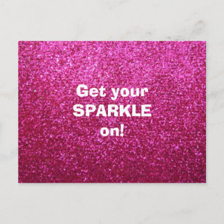 Faux Hot Pink Glitter Postcard
