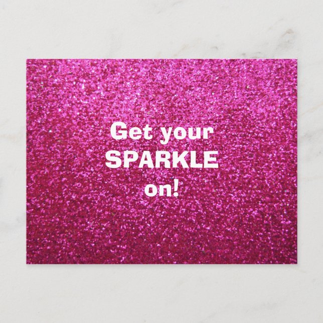 Faux Hot Pink Glitter Postcard (Front)