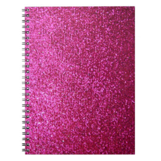 Faux Hot Pink Glitter Spiral Notebook