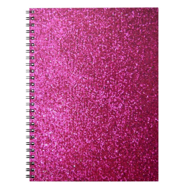 Faux Hot Pink Glitter Spiral Notebook (Front)