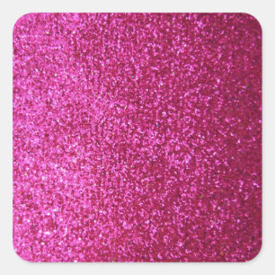 Faux Hot Pink Glitter Square Sticker