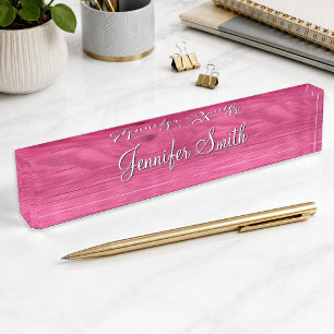 Faux Hot Pink Wood Nameplate