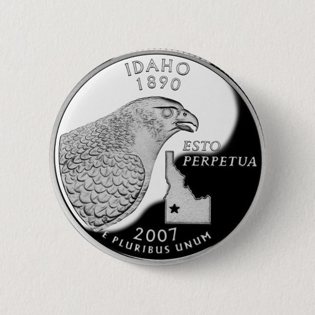 Faux Idaho State Quarter 6 Cm Round Badge (Front)
