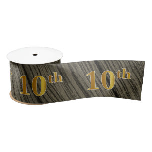 Faux/Imitation Gold "10th" Event Number (Rustic) Satin Ribbon