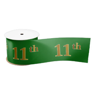 Faux/Imitation Gold "11th" Event Number (Green) Satin Ribbon