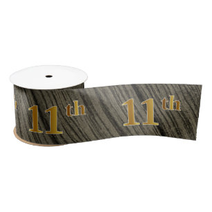 Faux/Imitation Gold "11th" Event Number (Rustic) Satin Ribbon