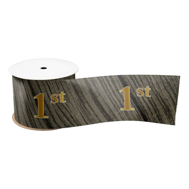 Faux/Imitation Gold "1st" Event Number (Rustic) Satin Ribbon (Spool)