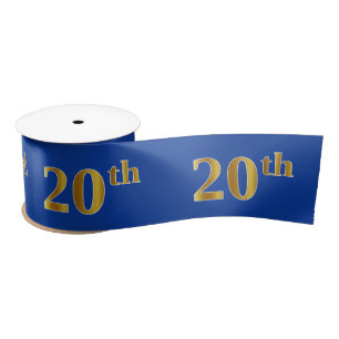Faux/Imitation Gold "20th" Event Number (Blue) Satin Ribbon