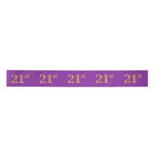 Faux/Imitation Gold "21st" Event Number (Purple) Satin Ribbon