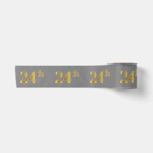 Faux/Imitation Gold "24th" Event Number (Grey) Satin Ribbon