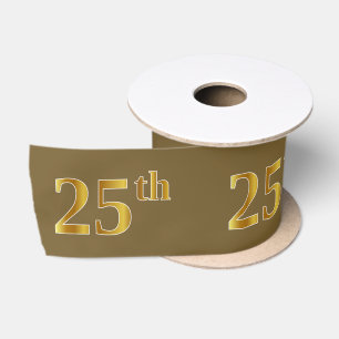 Faux/Imitation Gold "25th" Event Number (Brown) Satin Ribbon