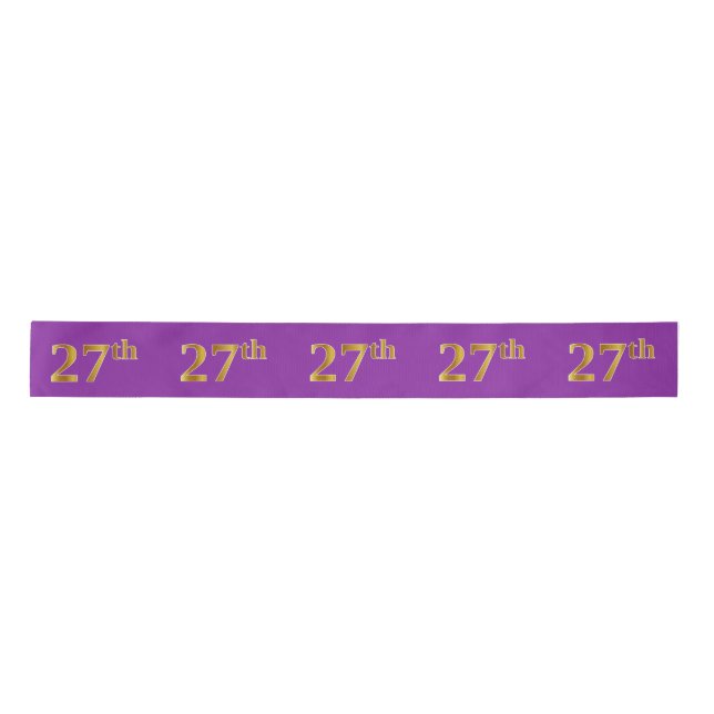 Faux/Imitation Gold "27th" Event Number (Purple) Satin Ribbon (Front)