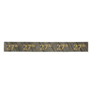 Faux/Imitation Gold "27th" Event Number (Rustic) Satin Ribbon