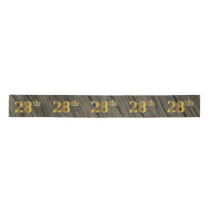 Faux/Imitation Gold "28th" Event Number (Rustic) Satin Ribbon
