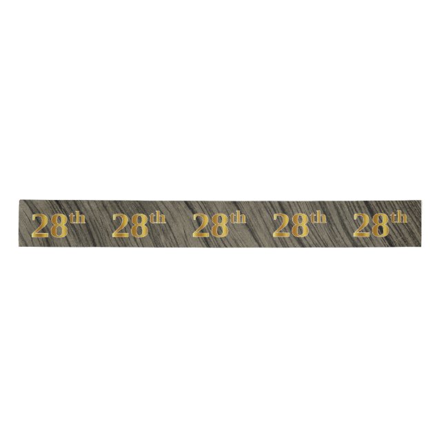 Faux/Imitation Gold "28th" Event Number (Rustic) Satin Ribbon (Front)