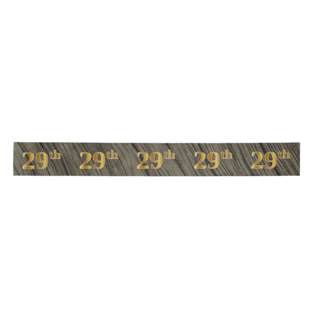 Faux/Imitation Gold "29th" Event Number (Rustic) Satin Ribbon (Front)