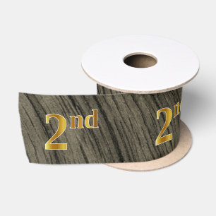 Faux/Imitation Gold "2nd" Event Number (Rustic) Satin Ribbon