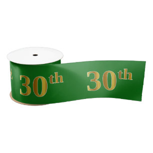 Faux/Imitation Gold "30th" Event Number (Green) Satin Ribbon