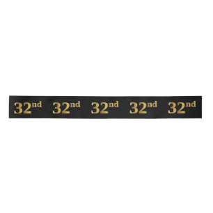 Faux/Imitation Gold "32nd" Event Number (Black) Satin Ribbon